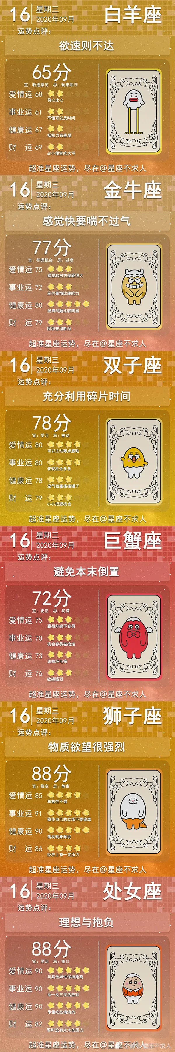2020年09月16日运势