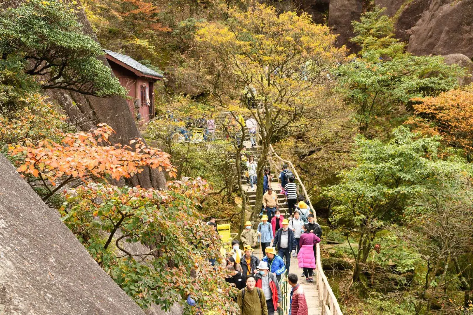 10月7日，近万人沉醉在黄山秋色图