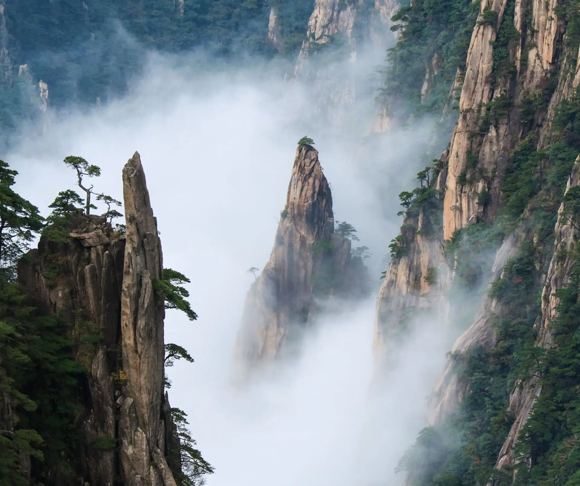 10月7日，近万人沉醉在黄山秋色图