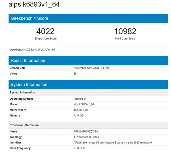 首款6nm A78芯！联发科MT6893曝光：跑分比肩骁龙865