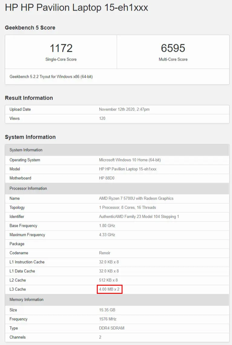 AMD R7 5700U 现身 GeekBench，仍然为 Zen 2 架构