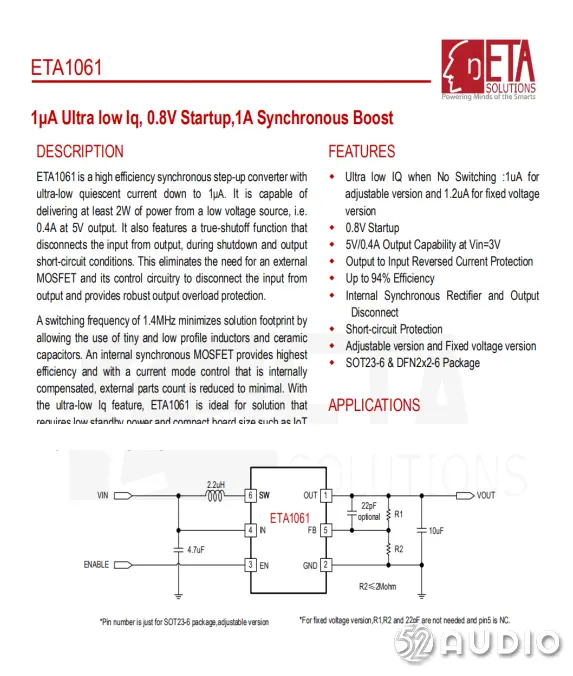 钰泰推出ETA6097/6098＋ETA1016超低功耗TWS充电仓解决方案