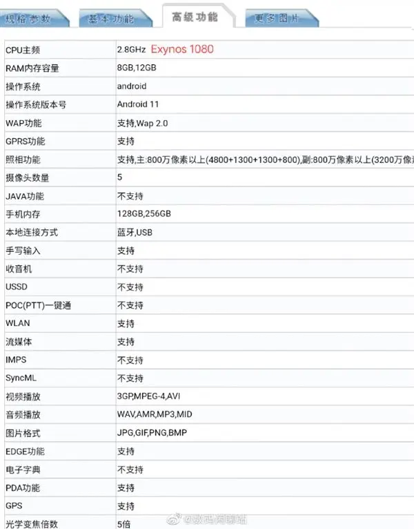 vivo X60 Pro部分参数曝光：首发Exynos1080 仅178克