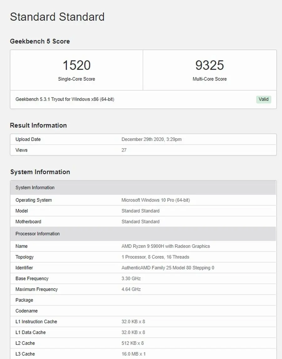 AMD 5900H处理器被曝光