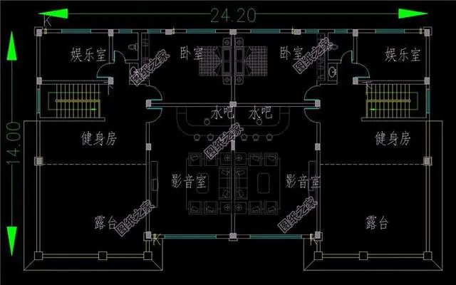 农村带车库双拼别墅设计图，双户都带车库，建好村里人都羡慕