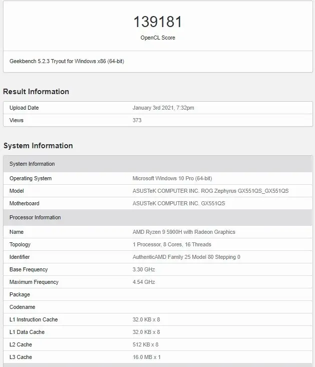 华硕搭载RTX 3080笔记本曝光