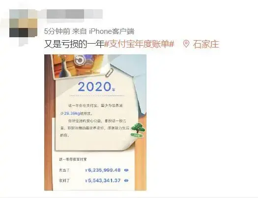 支付宝年度账单出炉，网友遭“暴击”：我的钱像被大风刮走的