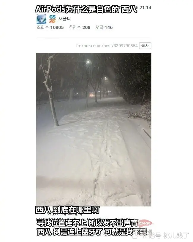 AirPods为什么是白色的？雪地丢失，急坏韩国网友