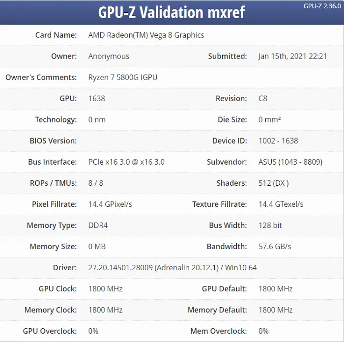 AMD Yes！锐龙R7-5800G曝光：堆料比英特尔狠