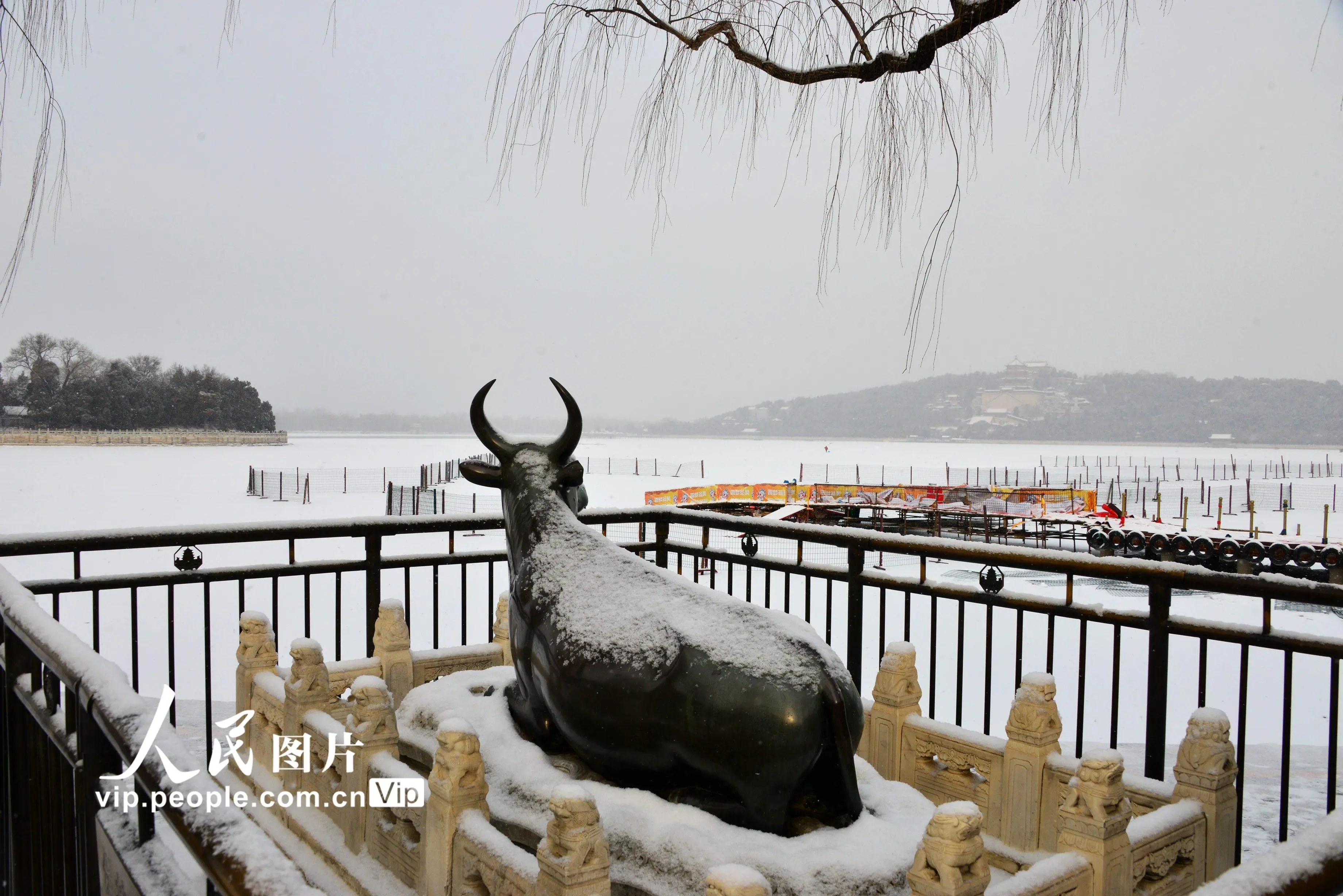 北京迎2021年首场降雪 颐和园宛若童话世界