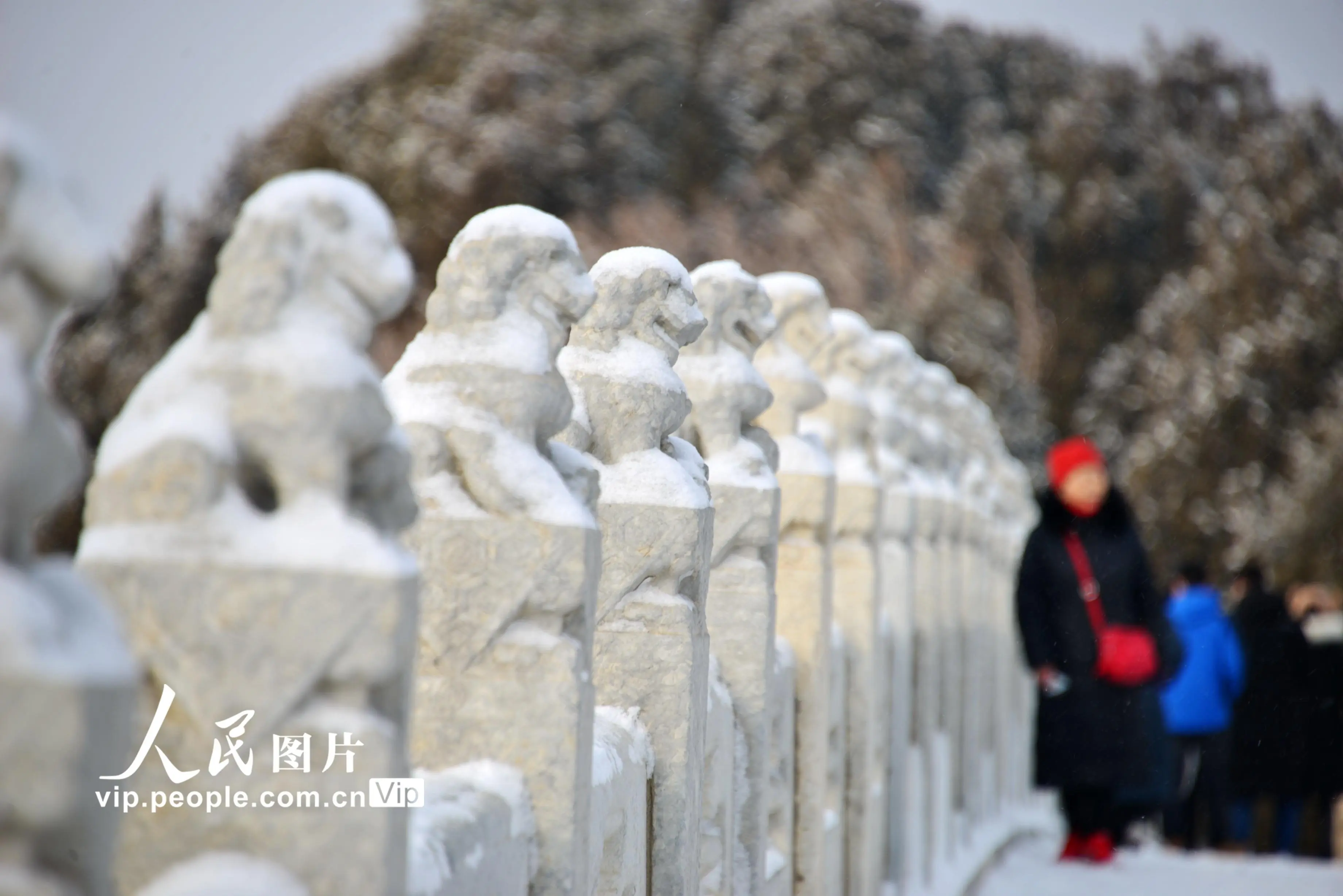 北京迎2021年首场降雪 颐和园宛若童话世界