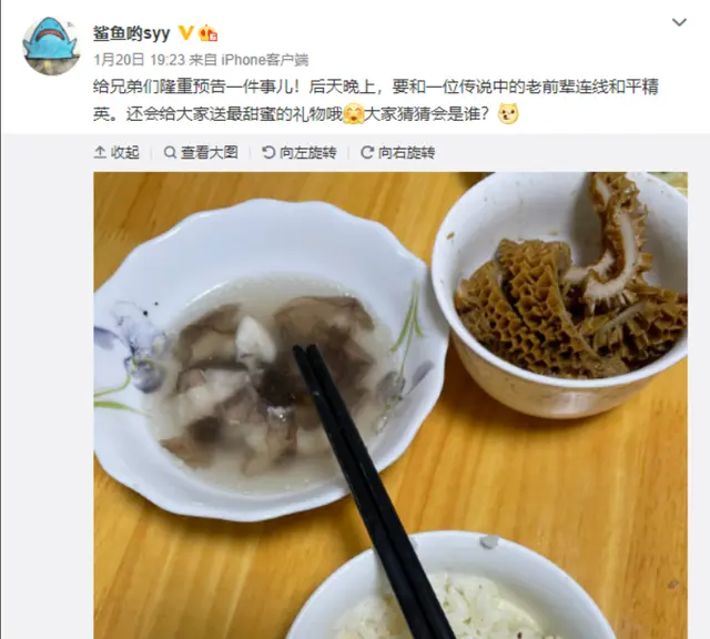 鲨鱼连线神秘“老前辈”，各种猜测脑洞大开，粉丝却关心鲨鱼的饭