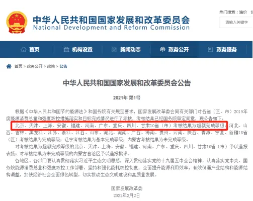 能源消费总量和强度“双控”目标超额完成，北京又获通报表扬啦！