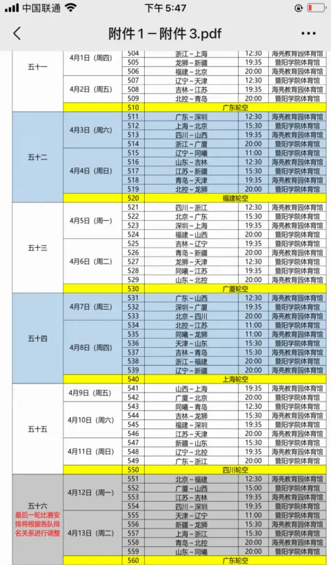 CBA第三阶段赛程出炉 北京德比3月2日打响