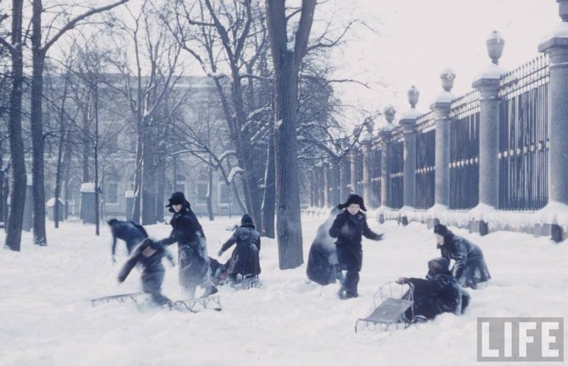 老照片 50年代冬雪中的苏联列宁格勒